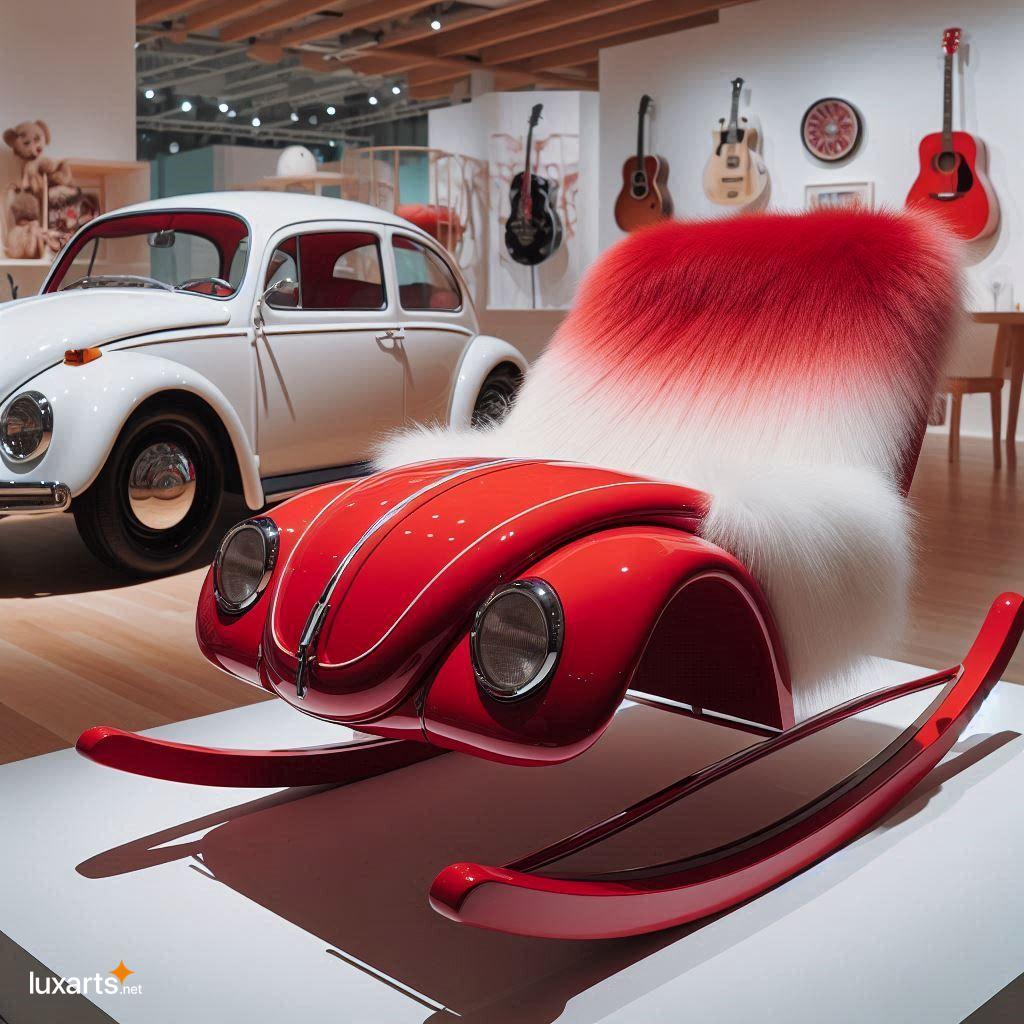VW Beetle-Shaped Rocking Chair with Plush Fur: Relive Nostalgic Rides in Comfort vw beetle shaped rocking chair with fur material 4