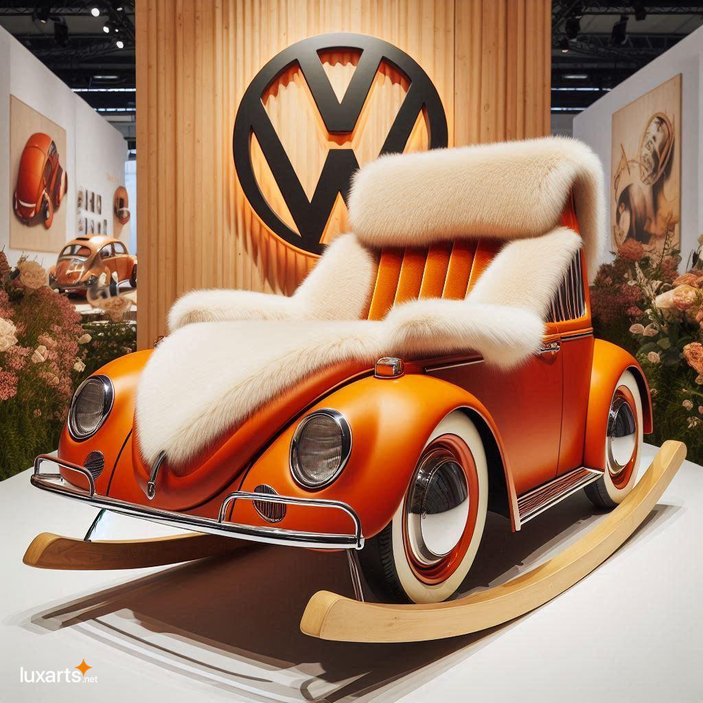 VW Beetle-Shaped Rocking Chair with Plush Fur: Relive Nostalgic Rides in Comfort vw beetle shaped rocking chair with fur material 8