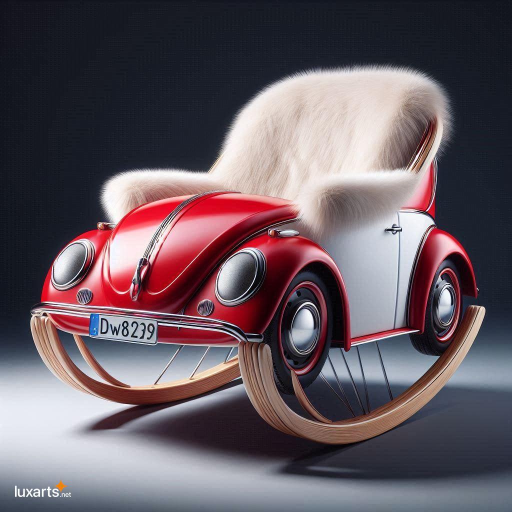 VW Beetle-Shaped Rocking Chair with Plush Fur: Relive Nostalgic Rides in Comfort vw beetle shaped rocking chair with fur material 9