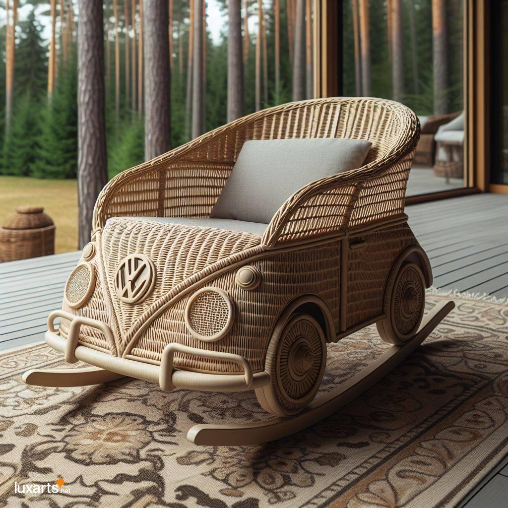 Channel Your Inner Hippie with a Groovy VW Beetle Wicker Rocking Chair vw beetle shaped wicker rocking chair 1