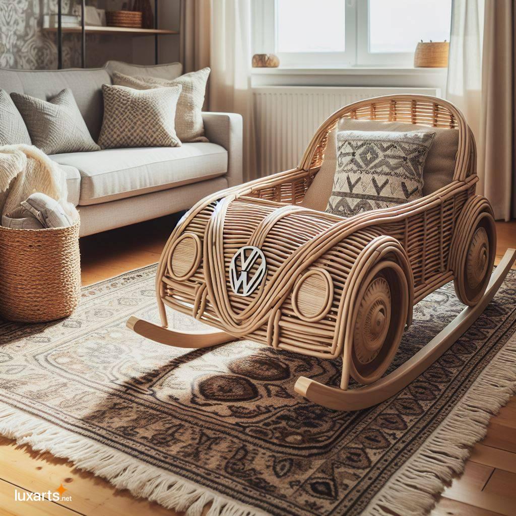 Channel Your Inner Hippie with a Groovy VW Beetle Wicker Rocking Chair vw beetle shaped wicker rocking chair 10