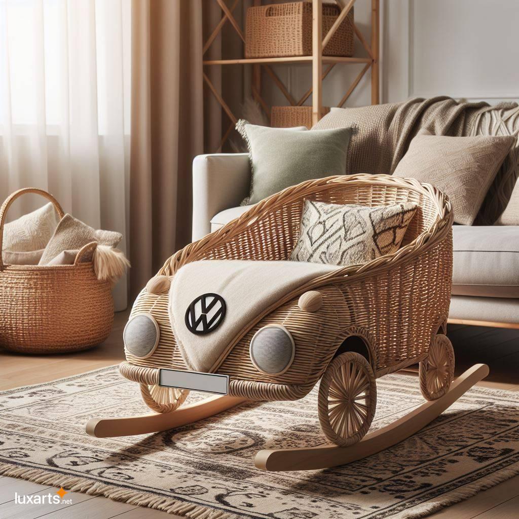 Channel Your Inner Hippie with a Groovy VW Beetle Wicker Rocking Chair vw beetle shaped wicker rocking chair 2