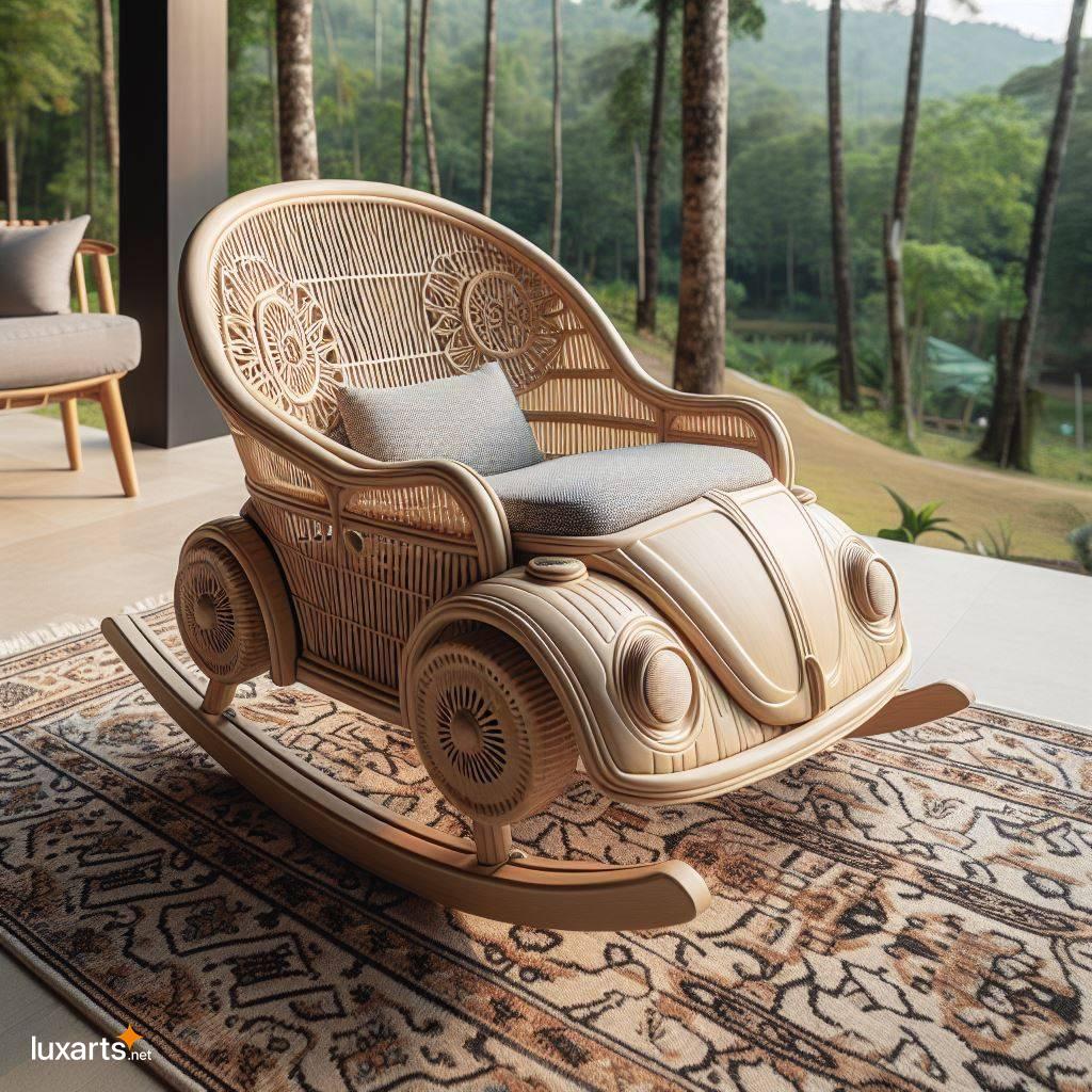 Channel Your Inner Hippie with a Groovy VW Beetle Wicker Rocking Chair vw beetle shaped wicker rocking chair 4