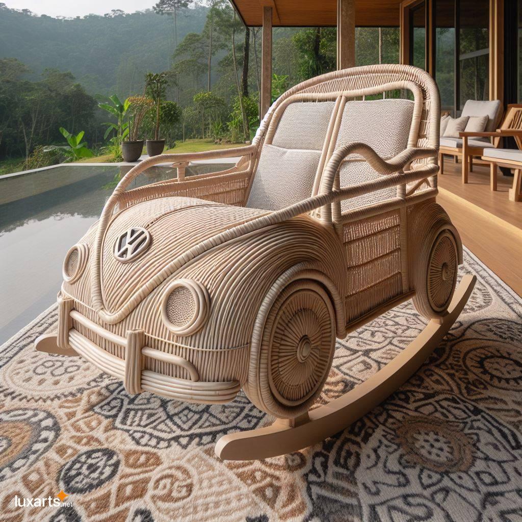 Channel Your Inner Hippie with a Groovy VW Beetle Wicker Rocking Chair vw beetle shaped wicker rocking chair 7