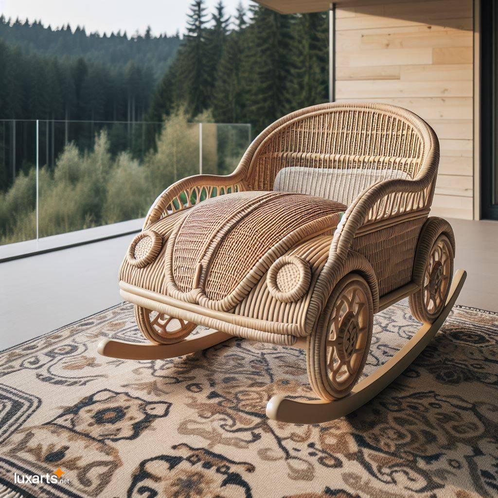 Channel Your Inner Hippie with a Groovy VW Beetle Wicker Rocking Chair vw beetle shaped wicker rocking chair 9
