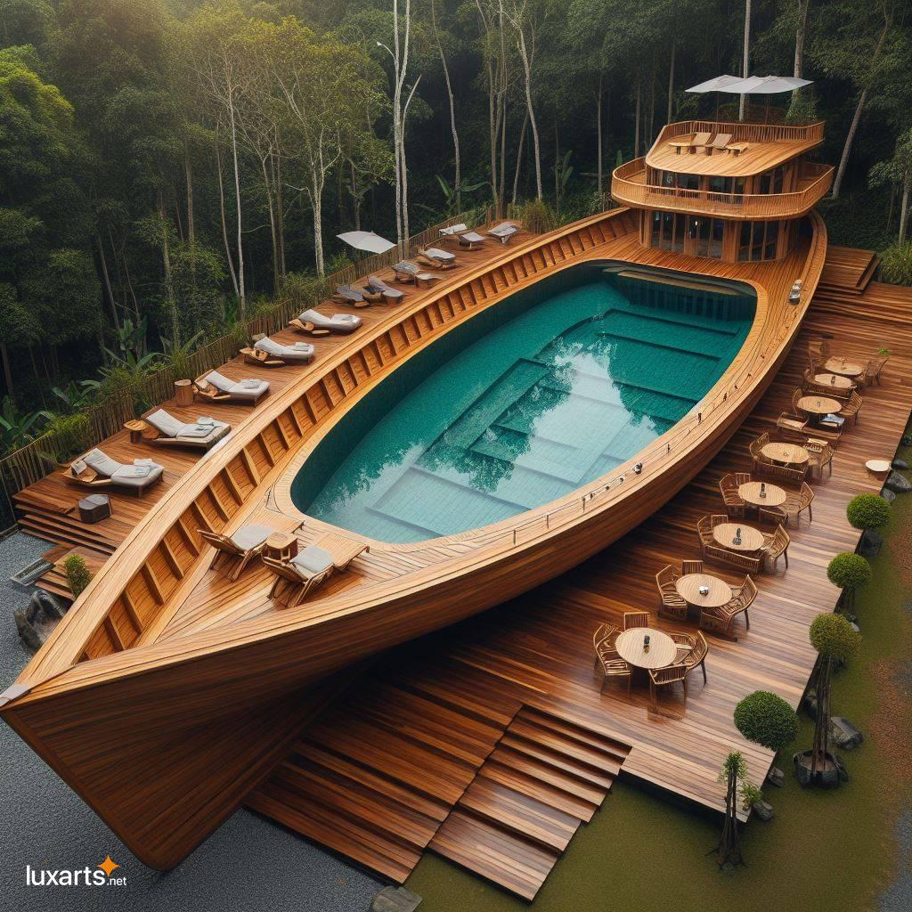 Set Sail in Style: Transform Your Backyard with a Stunning Wooden Boat Pool wooden boat shaped backyard swimming pool 2