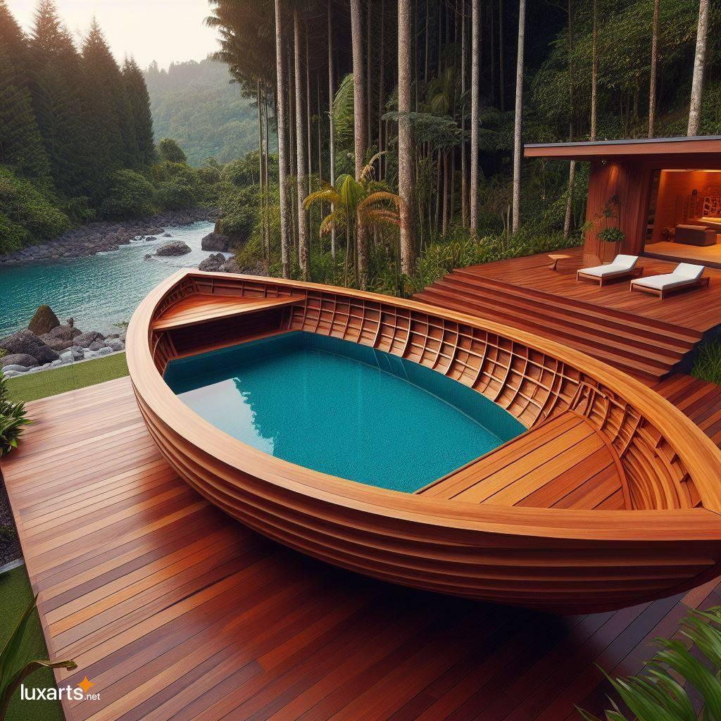 Set Sail in Style: Transform Your Backyard with a Stunning Wooden Boat Pool wooden boat shaped backyard swimming pool 4