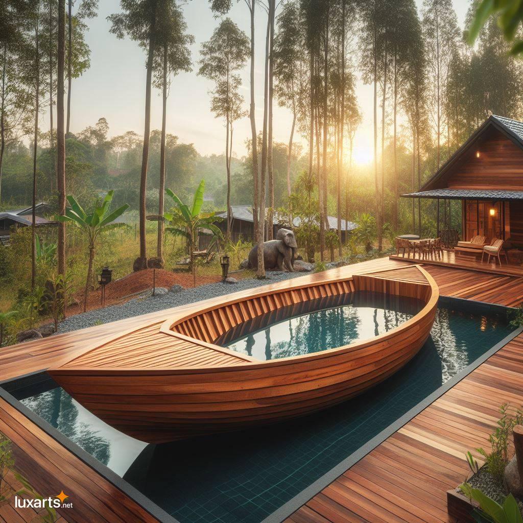 Set Sail in Style: Transform Your Backyard with a Stunning Wooden Boat Pool wooden boat shaped backyard swimming pool 6