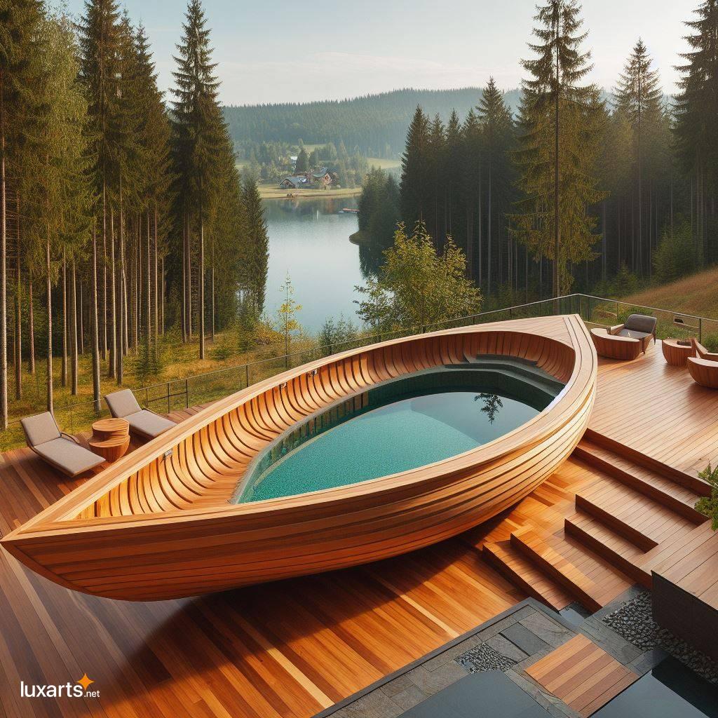 Set Sail in Style: Transform Your Backyard with a Stunning Wooden Boat Pool wooden boat shaped backyard swimming pool 9