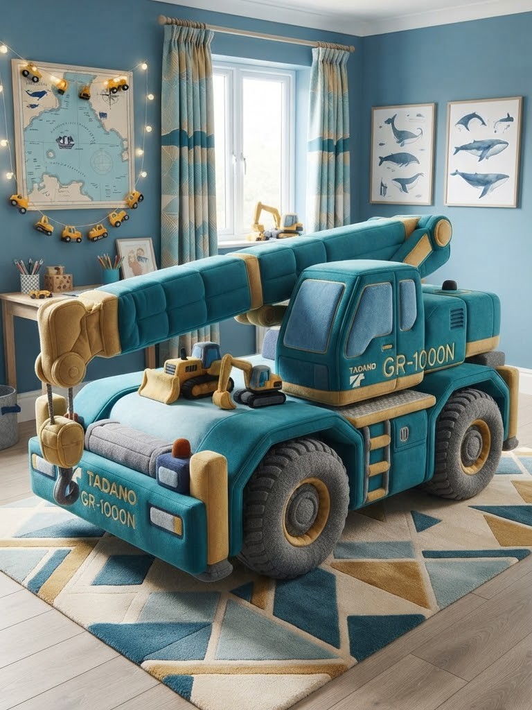Constructing Dreams: Heavy Equipment Inspired Kids Beds for Little Builders crane shaped children bed in bed 20260912131411