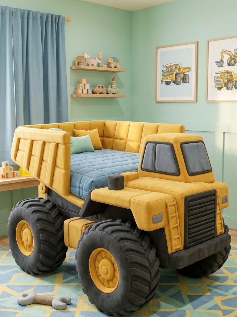 Constructing Dreams: Heavy Equipment Inspired Kids Beds for Little Builders dump truck shaped kids bed 20260912155009 2