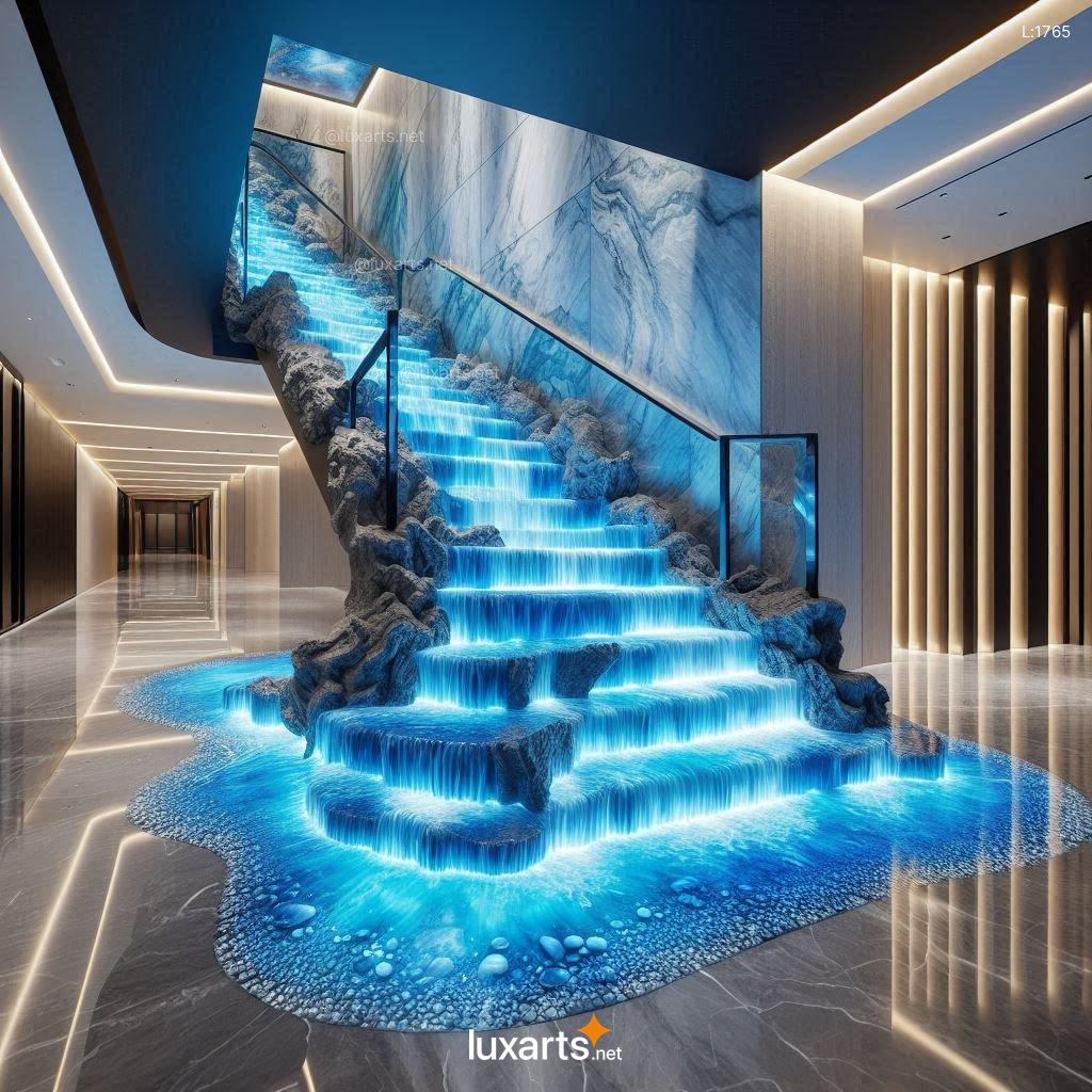 Enchanting Epoxy River Stairs: Indoor Masterpieces Inspired by Nature epoxy waterfall staircase 10