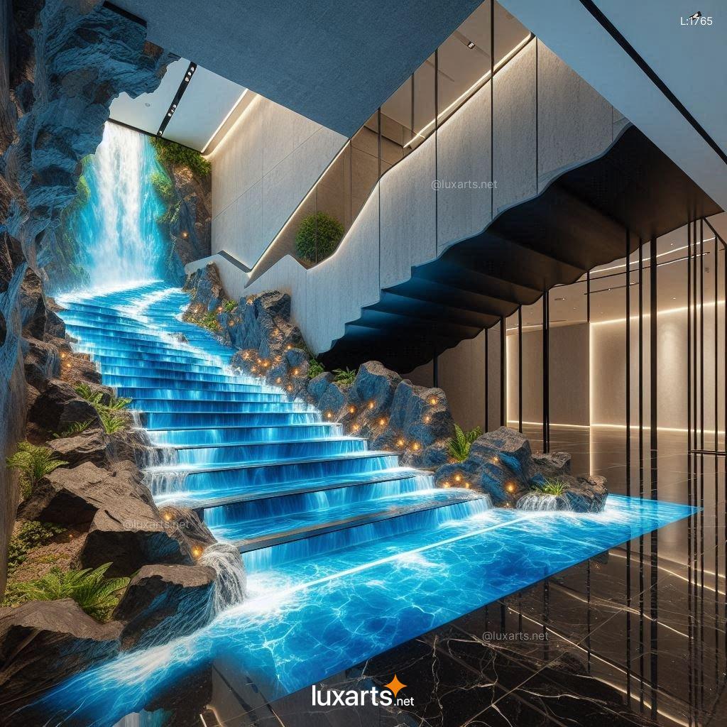 Enchanting Epoxy River Stairs: Indoor Masterpieces Inspired by Nature epoxy waterfall staircase 2