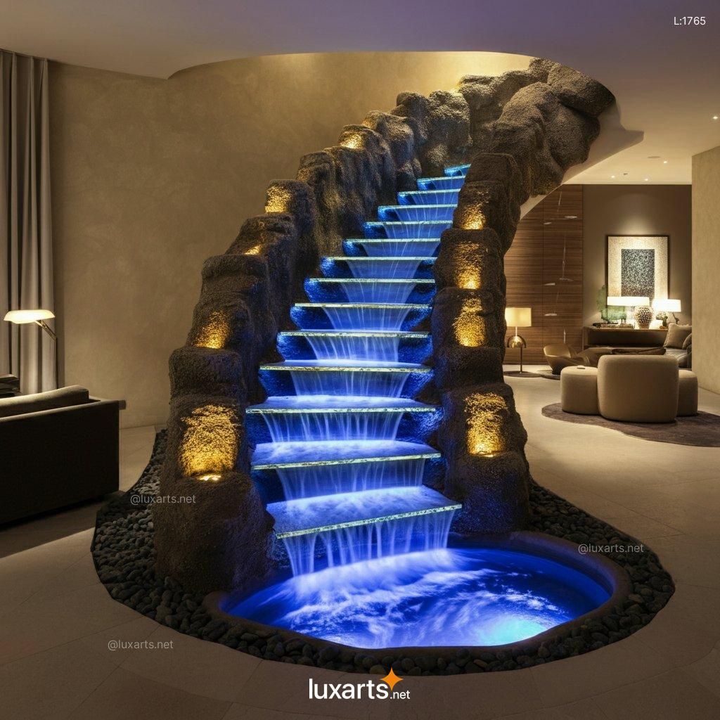 Enchanting Epoxy River Stairs: Indoor Masterpieces Inspired by Nature epoxy waterfall staircase 62