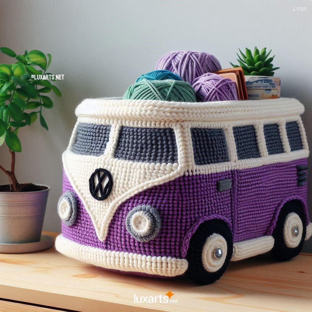 Charming Volkswagen Bus Shaped Crochet Baskets: Crafting Functional Art volkswagen bus shaped crochet baskets 1