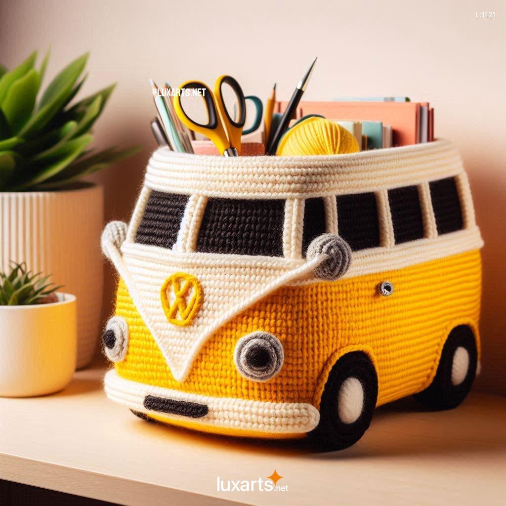 Charming Volkswagen Bus Shaped Crochet Baskets: Crafting Functional Art volkswagen bus shaped crochet baskets 2