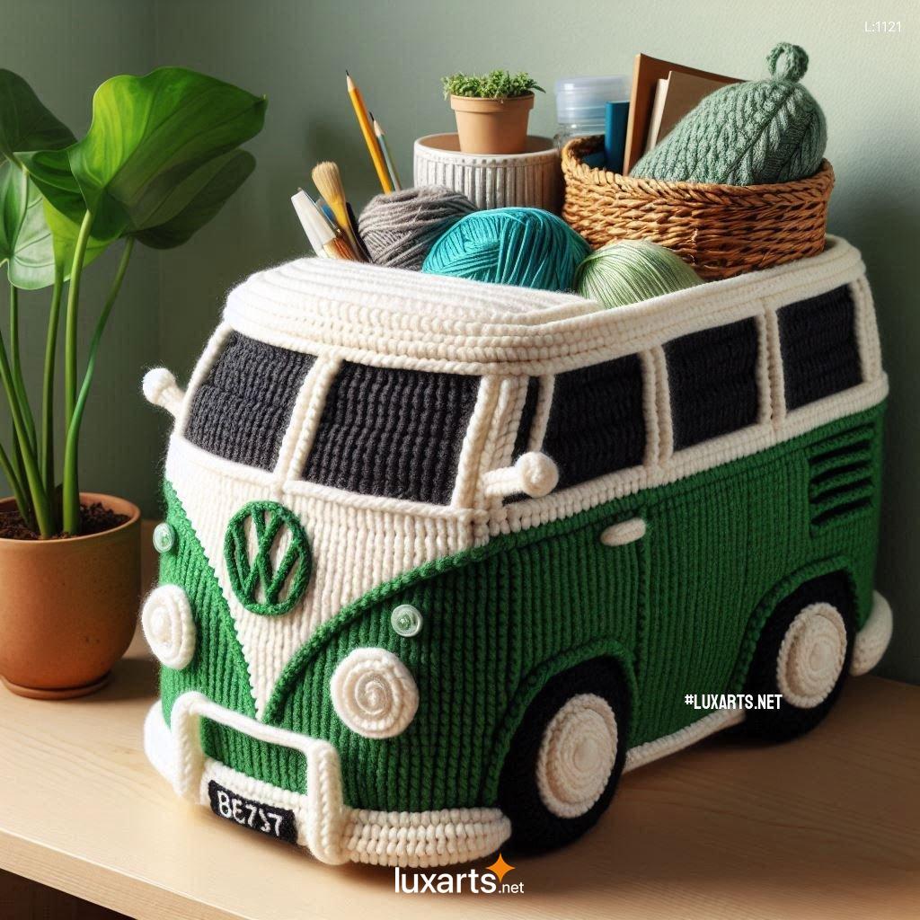 Charming Volkswagen Bus Shaped Crochet Baskets: Crafting Functional Art volkswagen bus shaped crochet baskets 3