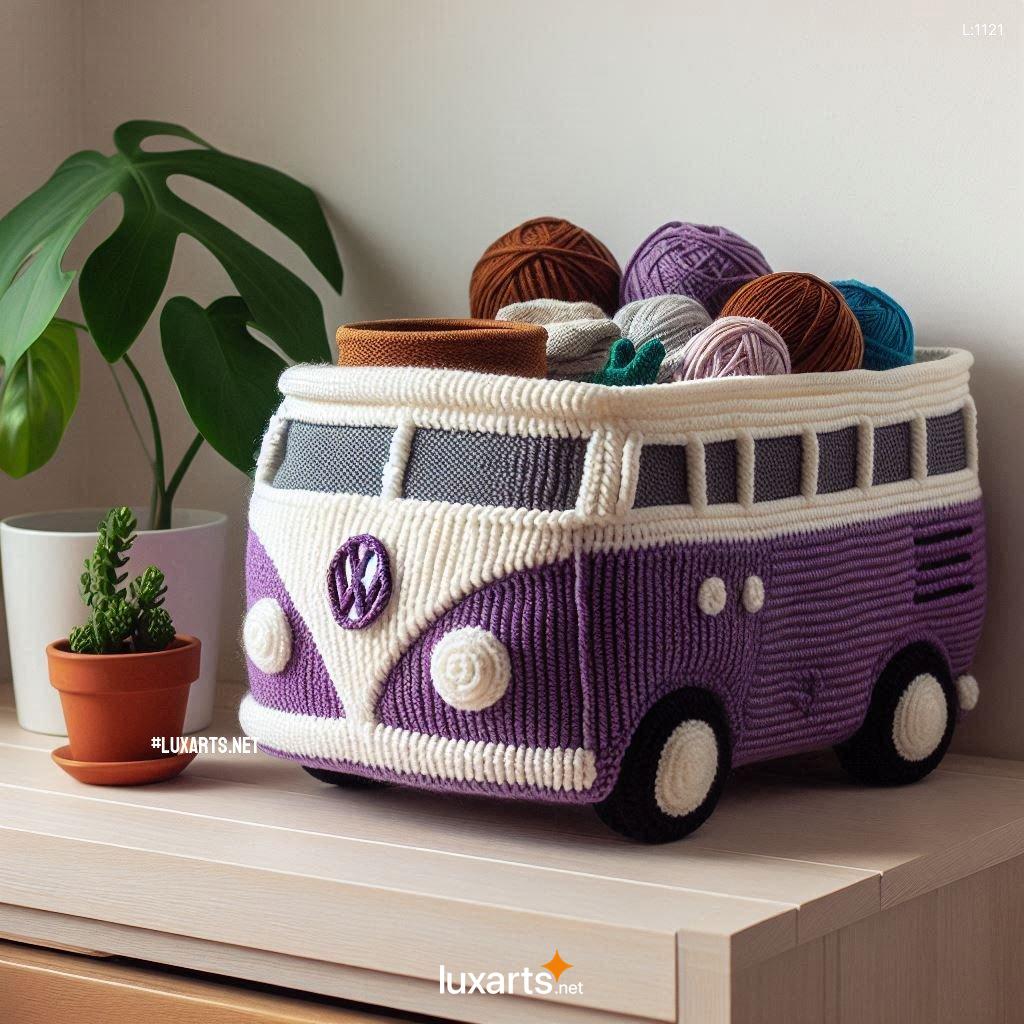 Charming Volkswagen Bus Shaped Crochet Baskets: Crafting Functional Art volkswagen bus shaped crochet baskets 4