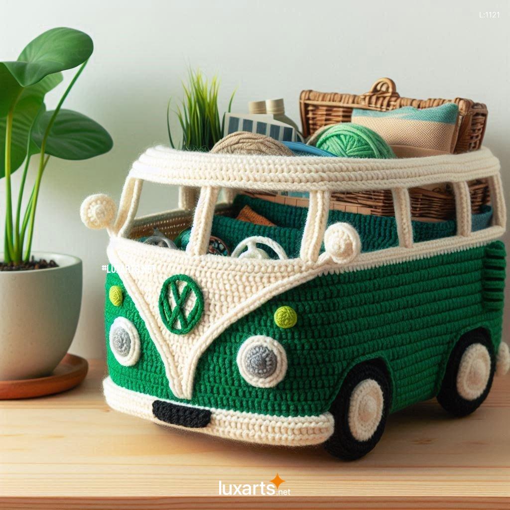 Charming Volkswagen Bus Shaped Crochet Baskets: Crafting Functional Art volkswagen bus shaped crochet baskets 6