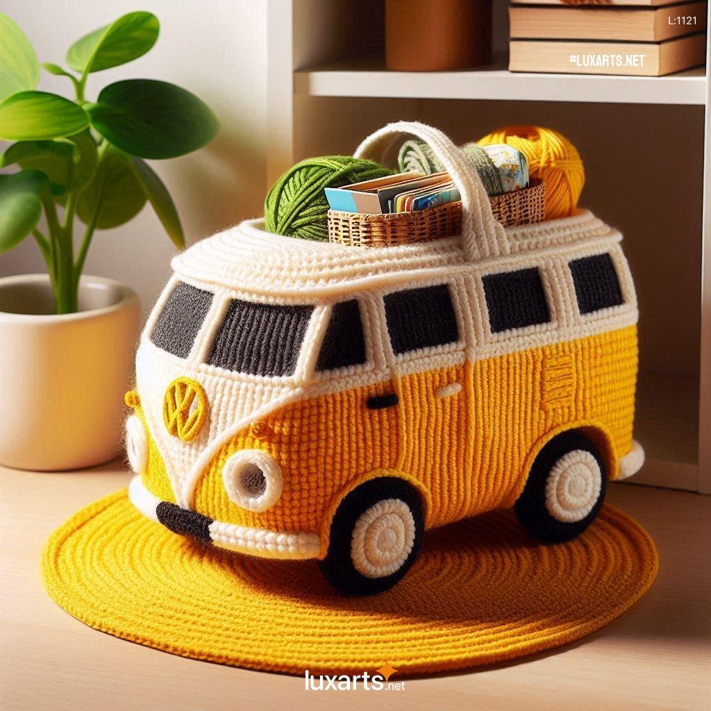 Charming Volkswagen Bus Shaped Crochet Baskets: Crafting Functional Art volkswagen bus shaped crochet baskets 8