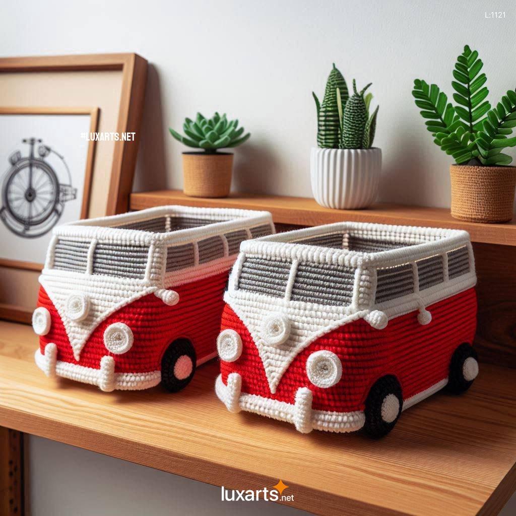 Charming Volkswagen Bus Shaped Crochet Baskets: Crafting Functional Art volkswagen bus shaped crochet baskets 9