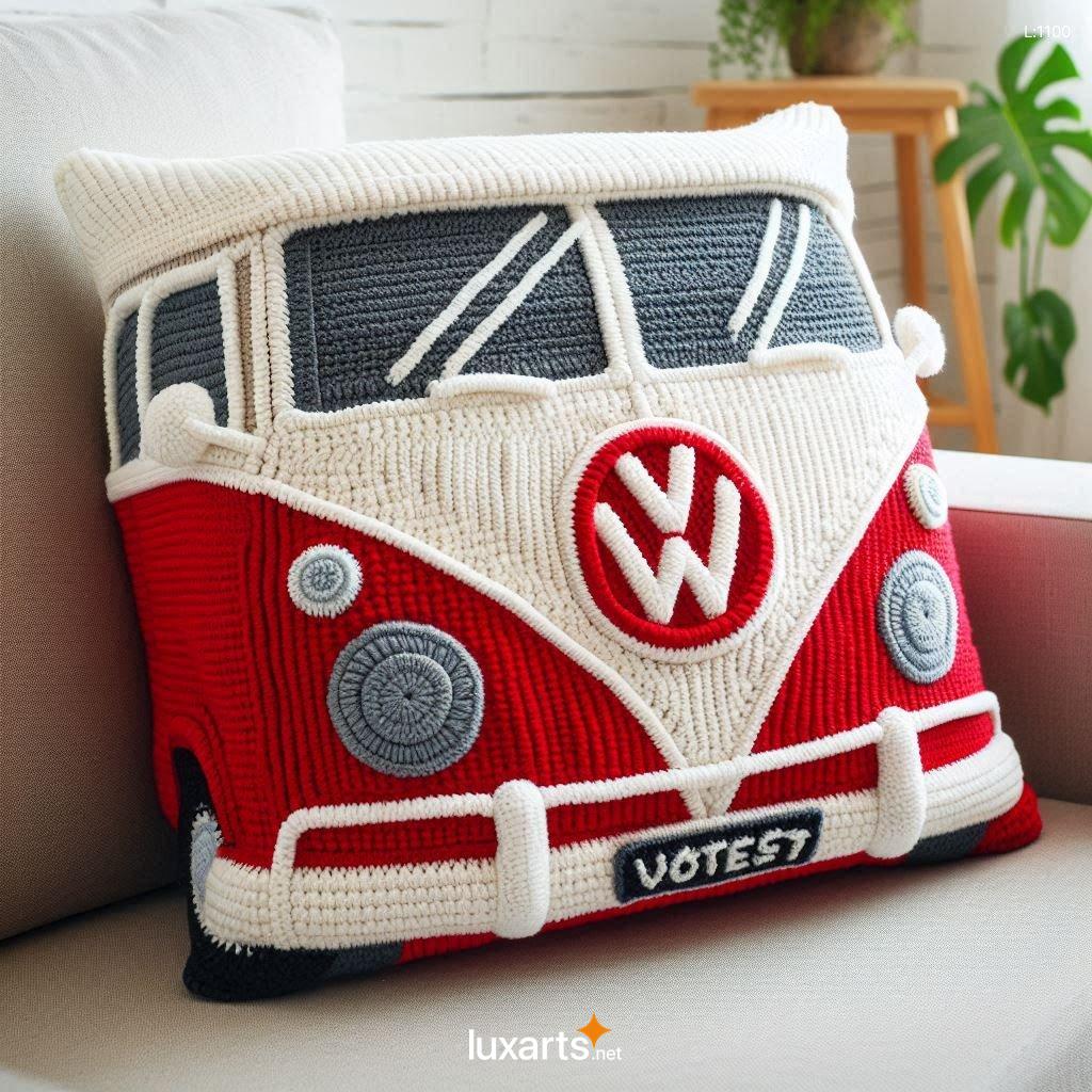 Show Off Your Love for Classic Cars with the Iconic and Eye-Catching Volkswagen Bus Shaped Crochet Pillow volkswagen bus shaped crochet pillow 1