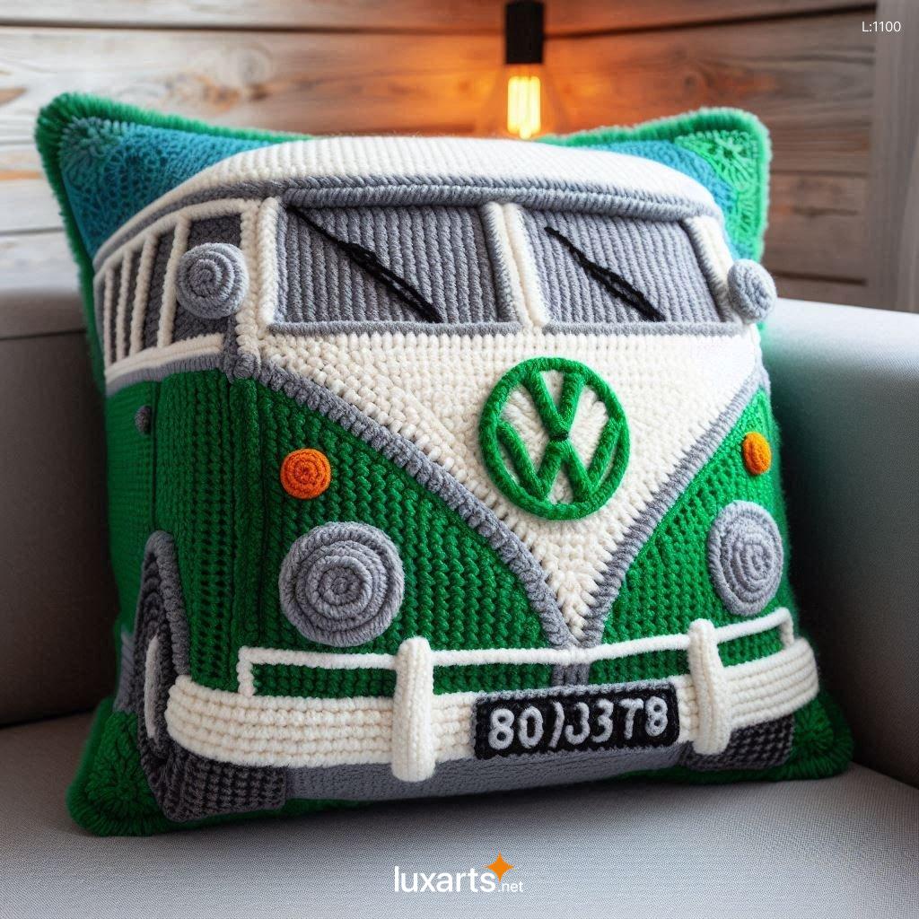 Show Off Your Love for Classic Cars with the Iconic and Eye-Catching Volkswagen Bus Shaped Crochet Pillow volkswagen bus shaped crochet pillow 2