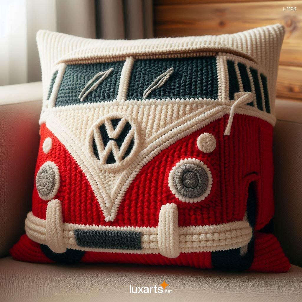Show Off Your Love for Classic Cars with the Iconic and Eye-Catching Volkswagen Bus Shaped Crochet Pillow volkswagen bus shaped crochet pillow 3