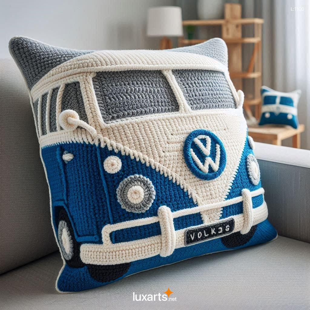 Show Off Your Love for Classic Cars with the Iconic and Eye-Catching Volkswagen Bus Shaped Crochet Pillow volkswagen bus shaped crochet pillow 4