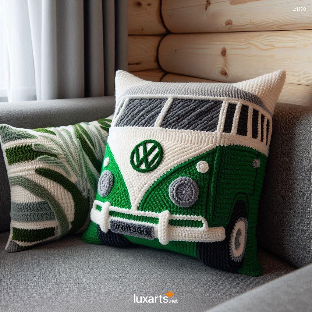 Show Off Your Love for Classic Cars with the Iconic and Eye-Catching Volkswagen Bus Shaped Crochet Pillow volkswagen bus shaped crochet pillow 8