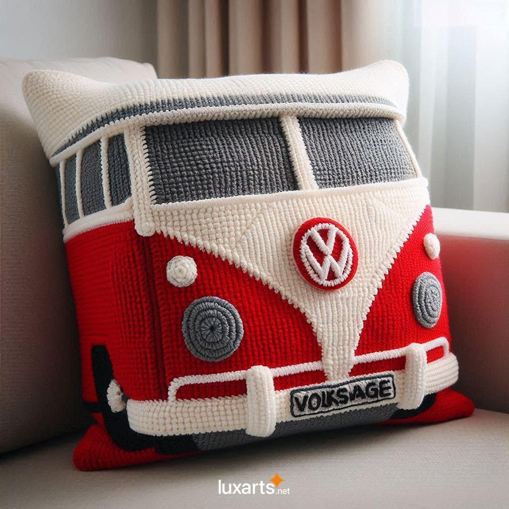 Show Off Your Love for Classic Cars with the Iconic and Eye-Catching Volkswagen Bus Shaped Crochet Pillow volkswagen bus shaped crochet pillow 9