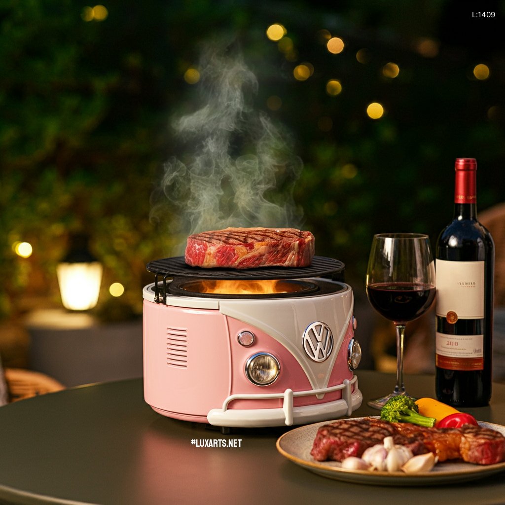 Volkswagen Bus Shaped BBQ Grill: Unique Outdoor Cooking Experience vw bus shaped mini outdoor grill 13