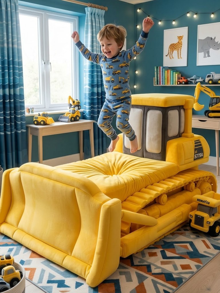 Constructing Dreams: Heavy Equipment Inspired Kids Beds for Little Builders yellow bulldozer children bed 20260912131404jpeg 20260912211051