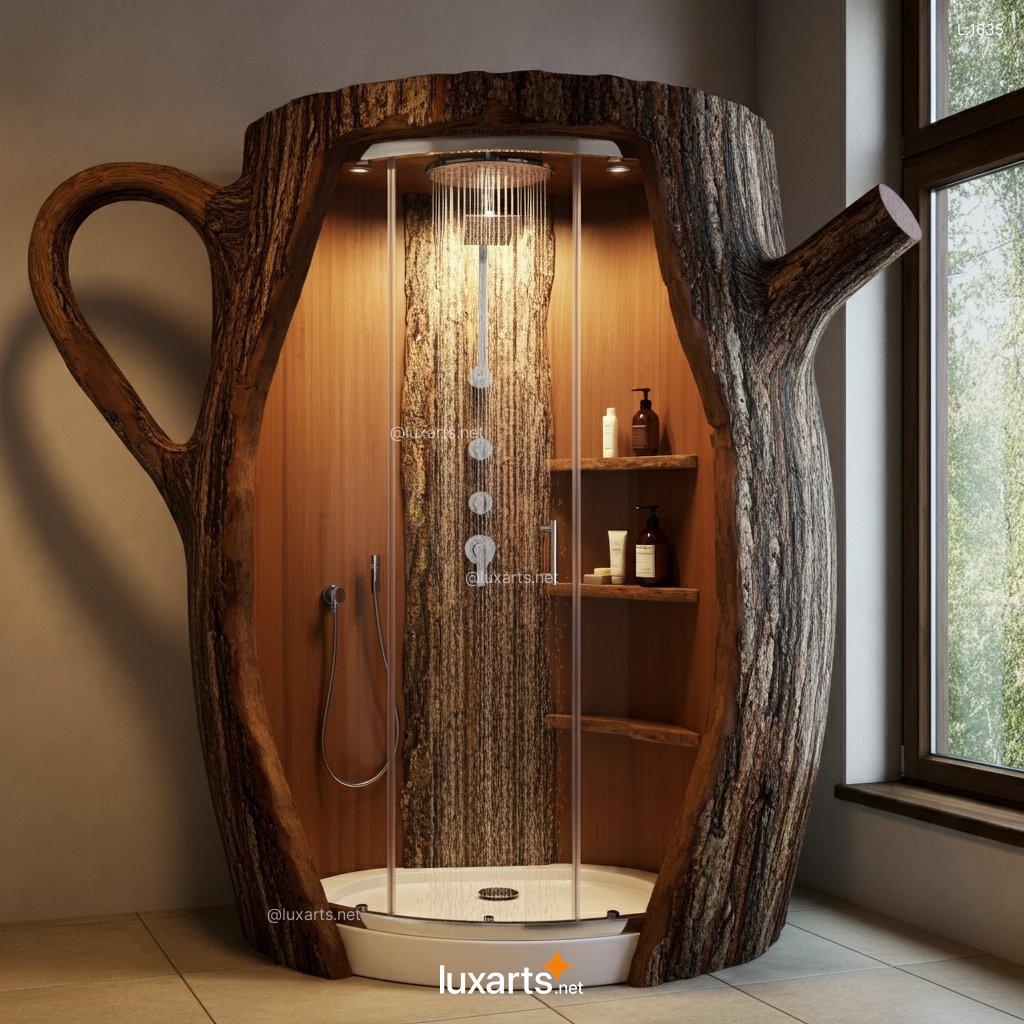 Natural Tree Trunk Shower Shaped Like a Teapot: Unique & Creative Bathroom Design natural tree trunk shower shaped like a teapot 1