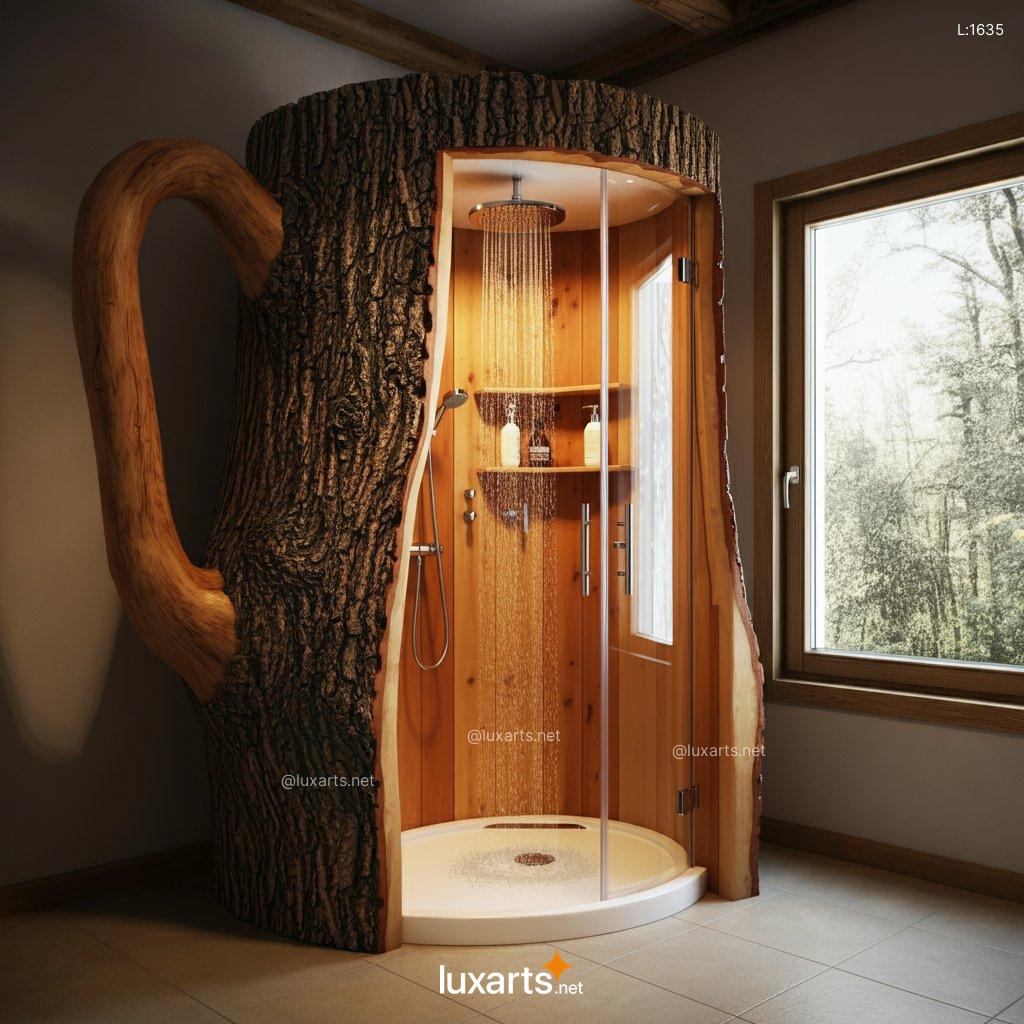 Natural Tree Trunk Shower Shaped Like a Teapot: Unique & Creative Bathroom Design natural tree trunk shower shaped like a teapot 10