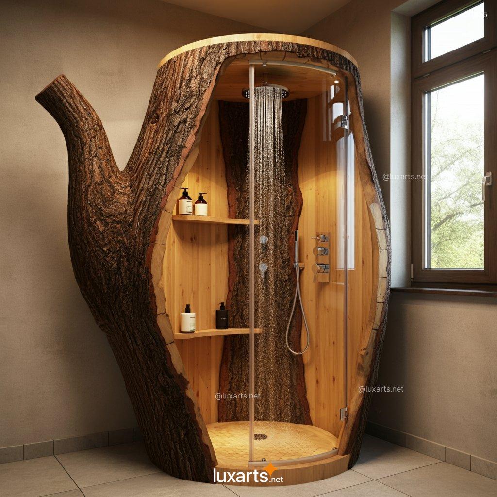 Natural Tree Trunk Shower Shaped Like a Teapot: Unique & Creative Bathroom Design natural tree trunk shower shaped like a teapot 5