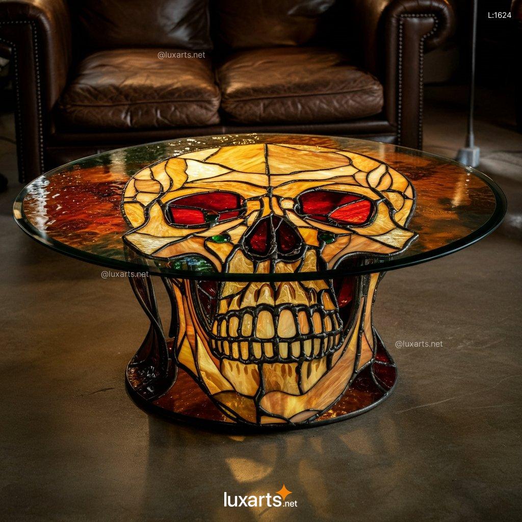 Skull Stained Glass Coffee Table: Unique Handmade Gothic Home Decor skull stained glass coffee table 11