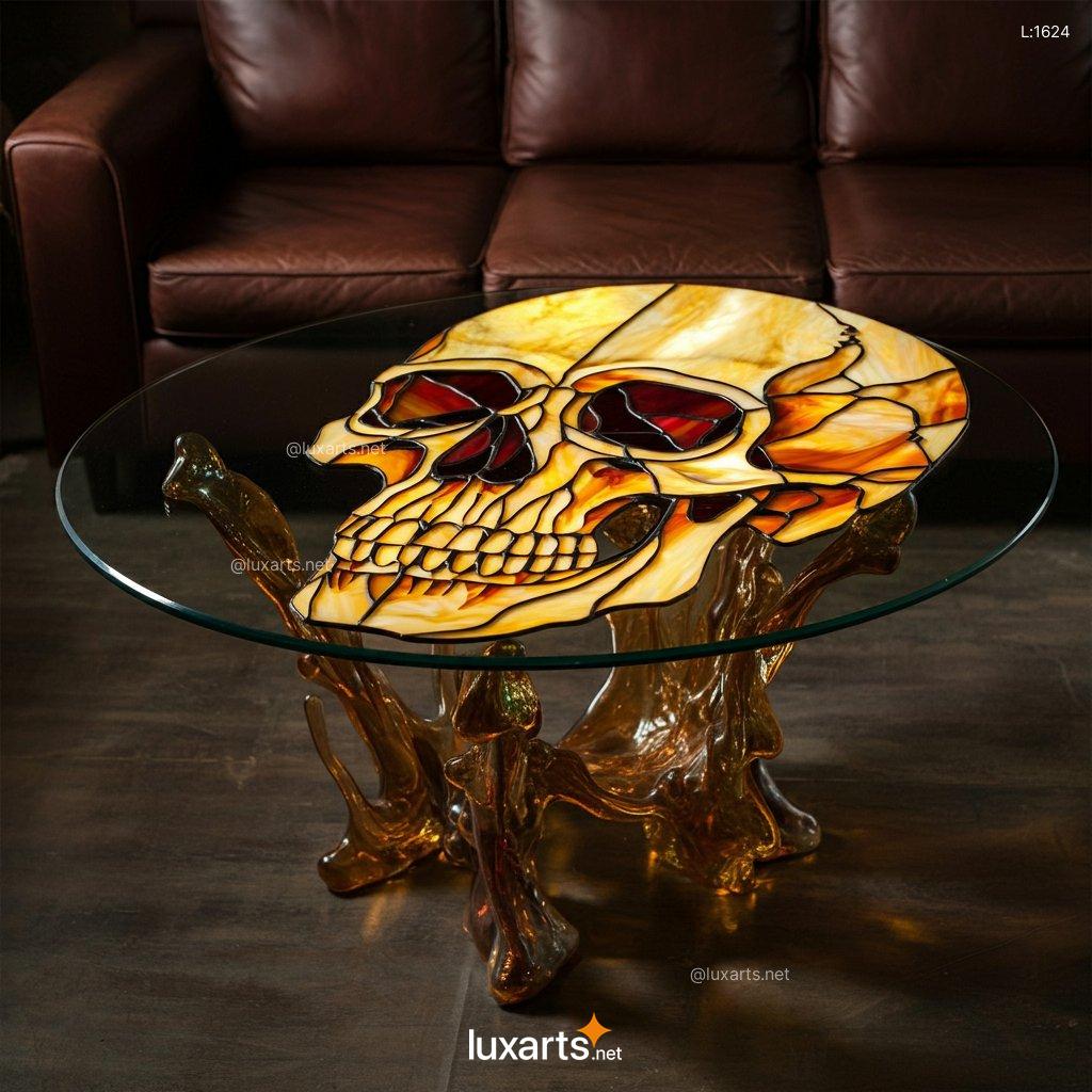 Skull Stained Glass Coffee Table: Unique Handmade Gothic Home Decor skull stained glass coffee table 12