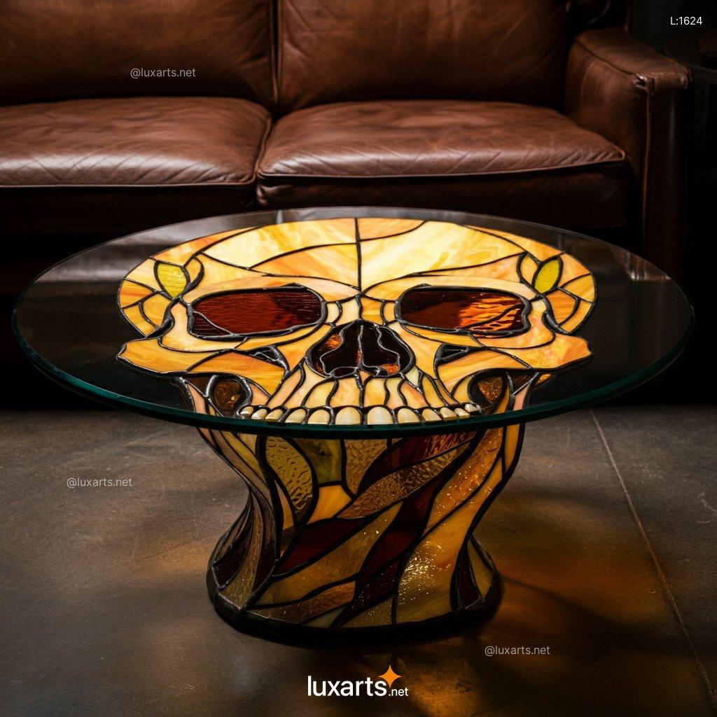 Skull Stained Glass Coffee Table: Unique Handmade Gothic Home Decor skull stained glass coffee table 6