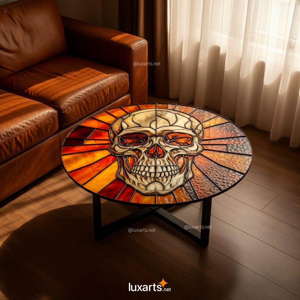 Skull Stained Glass Coffee Table: Unique Handmade Gothic Home Decor skull stained glass coffee table 7