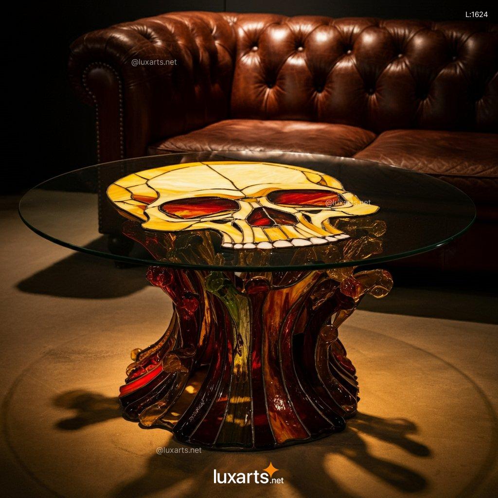 Skull Stained Glass Coffee Table: Unique Handmade Gothic Home Decor skull stained glass coffee table 8