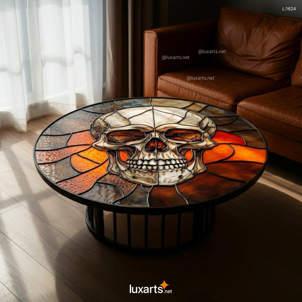 Skull Stained Glass Coffee Table: Unique Handmade Gothic Home Decor skull stained glass coffee table 9