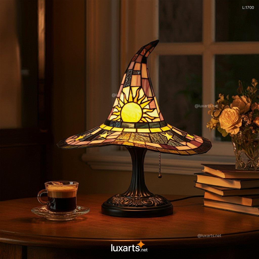 Stained Glass Witch Hat Lamp: Unique, Handmade, Creative Lighting stained glass witch hat 11