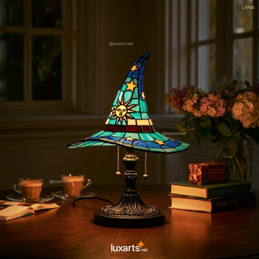 Stained Glass Witch Hat Lamp: Unique, Handmade, Creative Lighting stained glass witch hat 12