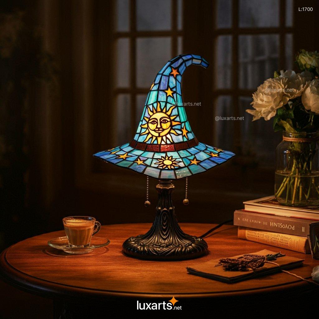 Stained Glass Witch Hat Lamp: Unique, Handmade, Creative Lighting stained glass witch hat 13