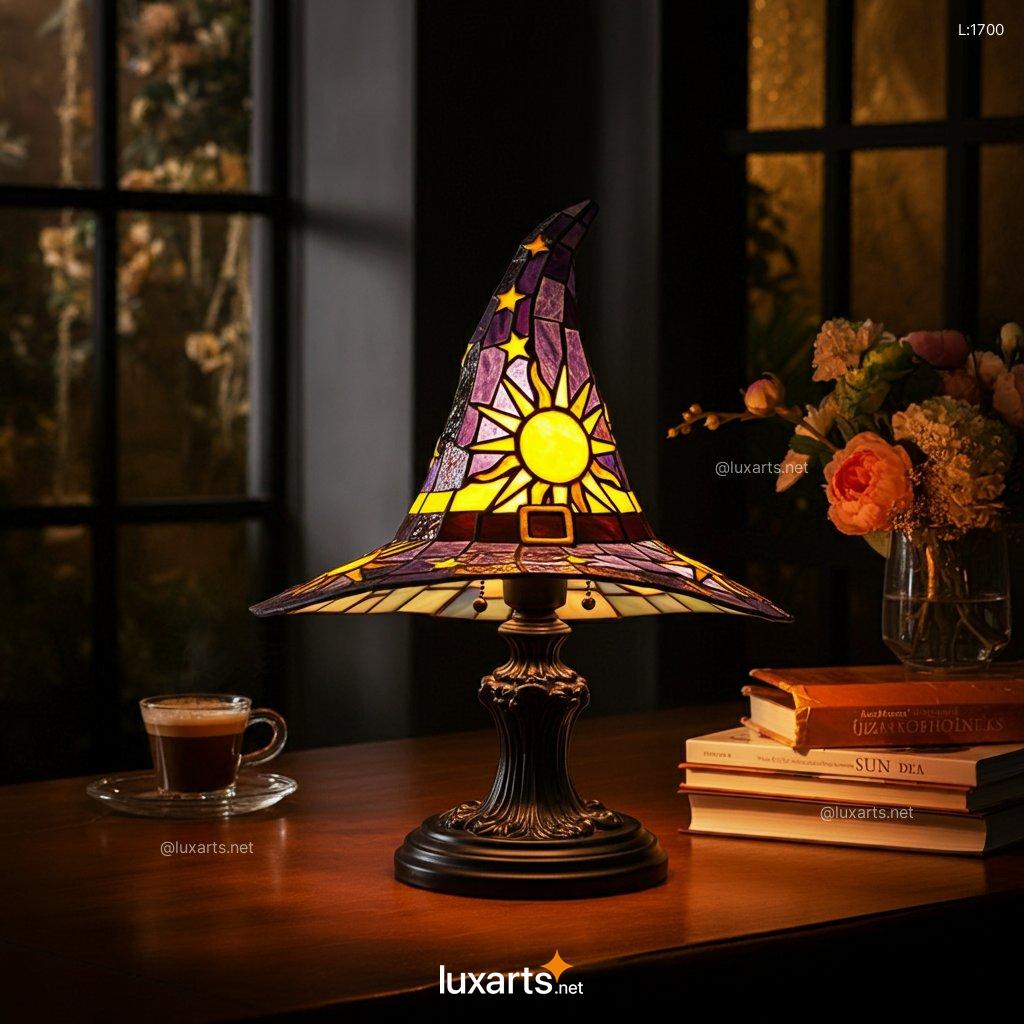 Stained Glass Witch Hat Lamp: Unique, Handmade, Creative Lighting stained glass witch hat 2