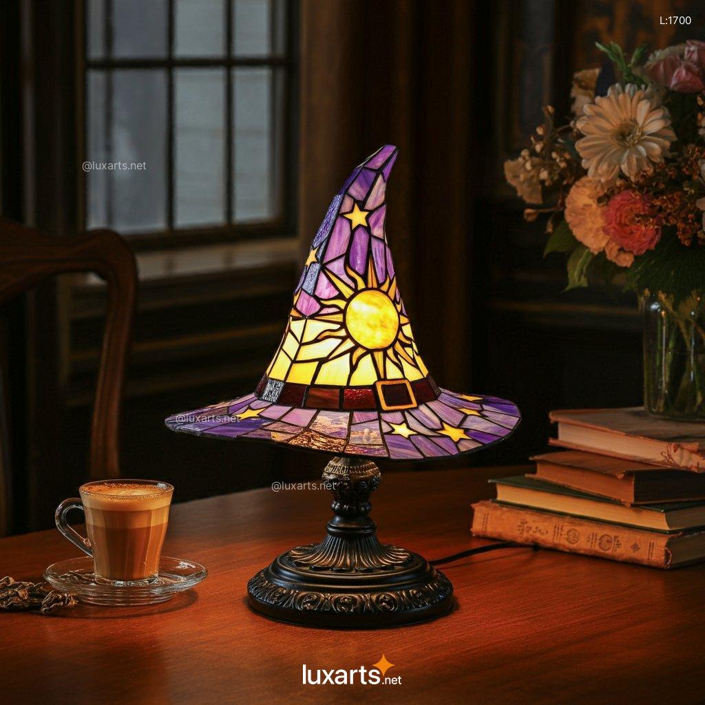 Stained Glass Witch Hat Lamp: Unique, Handmade, Creative Lighting stained glass witch hat 3