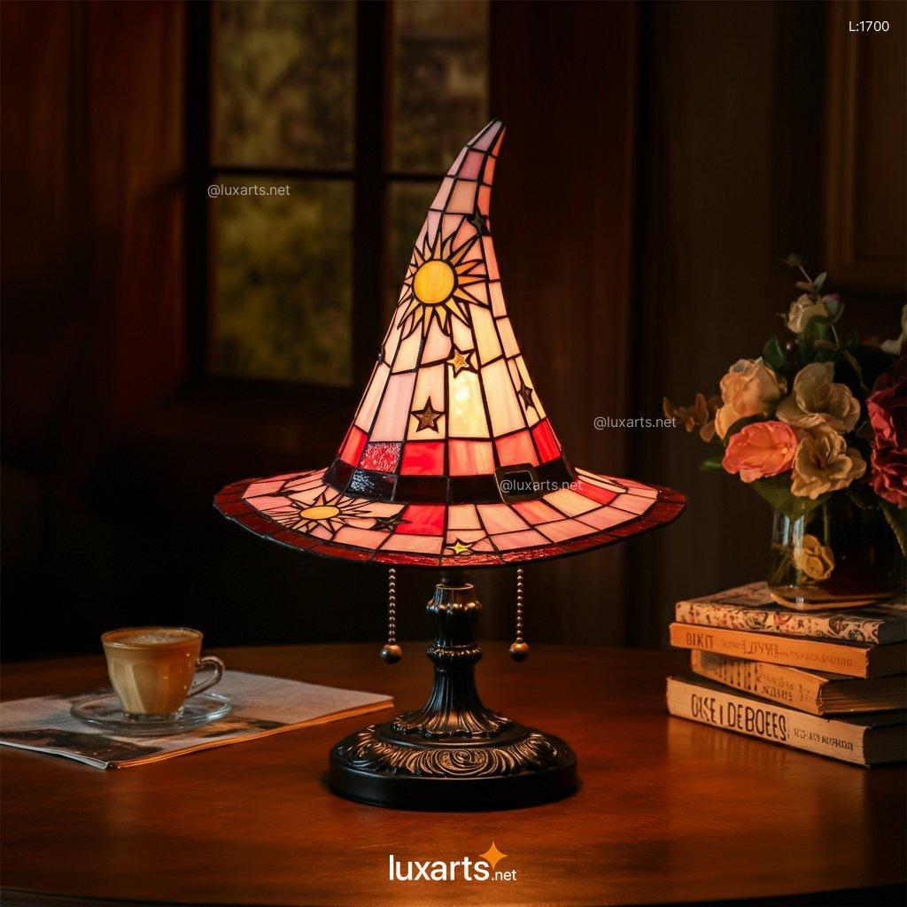 Stained Glass Witch Hat Lamp: Unique, Handmade, Creative Lighting stained glass witch hat 4