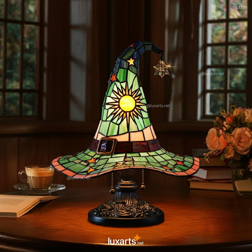 Stained Glass Witch Hat Lamp: Unique, Handmade, Creative Lighting stained glass witch hat 9