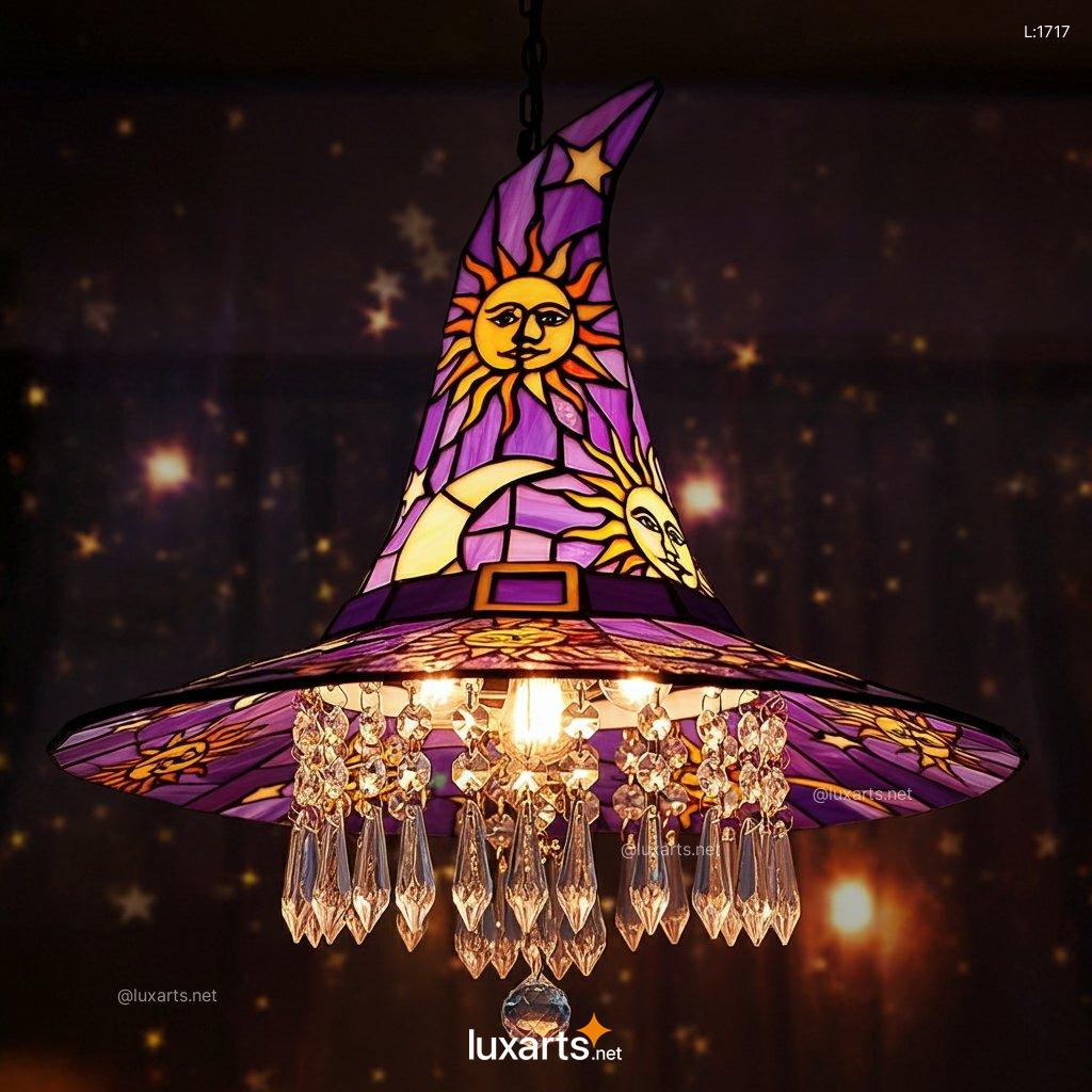 Stained Glass Witch Hat Chandelier: Unique & Creative Handmade Lighting stained glass witch hat chandelier 1